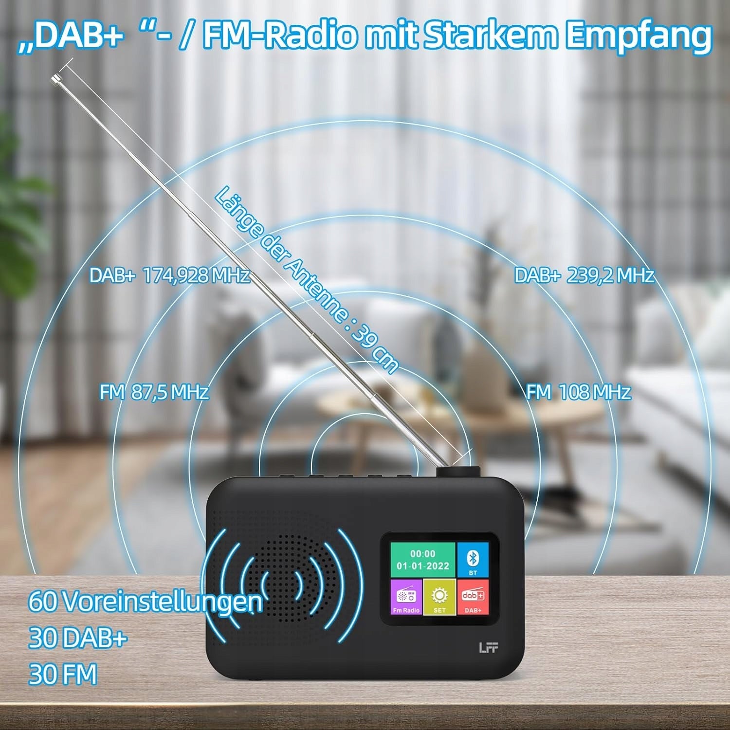 PORTABLE DIGITAL RADIO LFF DAB with Bluetooth LDR101-EU Packaging status original