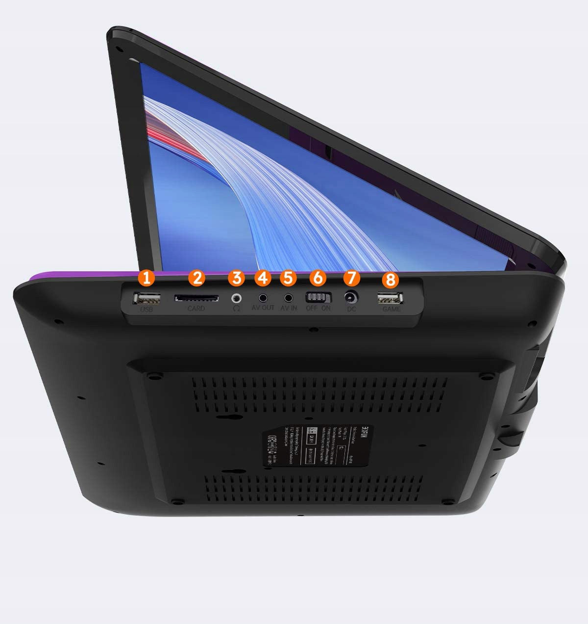 PORTABLE DVD PLAYER 17.5 INCH CAR GAME CONSOLE PURPLE Model -BFN-161 ODTWARZACZ DVD 17.5 CALI