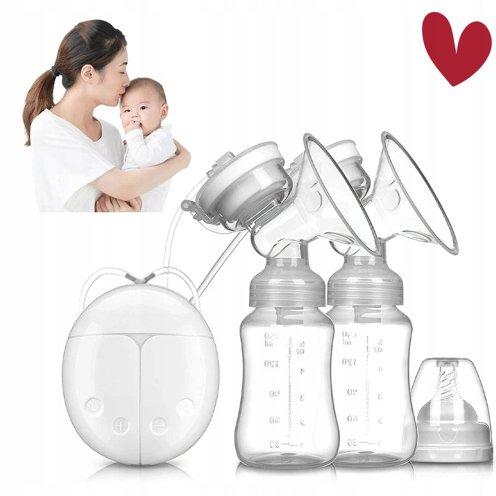 PORTABLE ELECTRIC BREAST PUMP DOUBLE-SIDED SILENT USB POWER SUPPLY WHITE