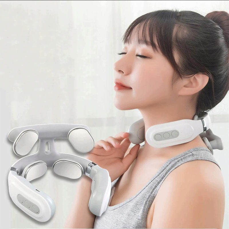 PORTABLE ELECTRIC NECK PULSE NECK MASSAGER, 6 MODES AND 16 INTENSITY Packaging status original