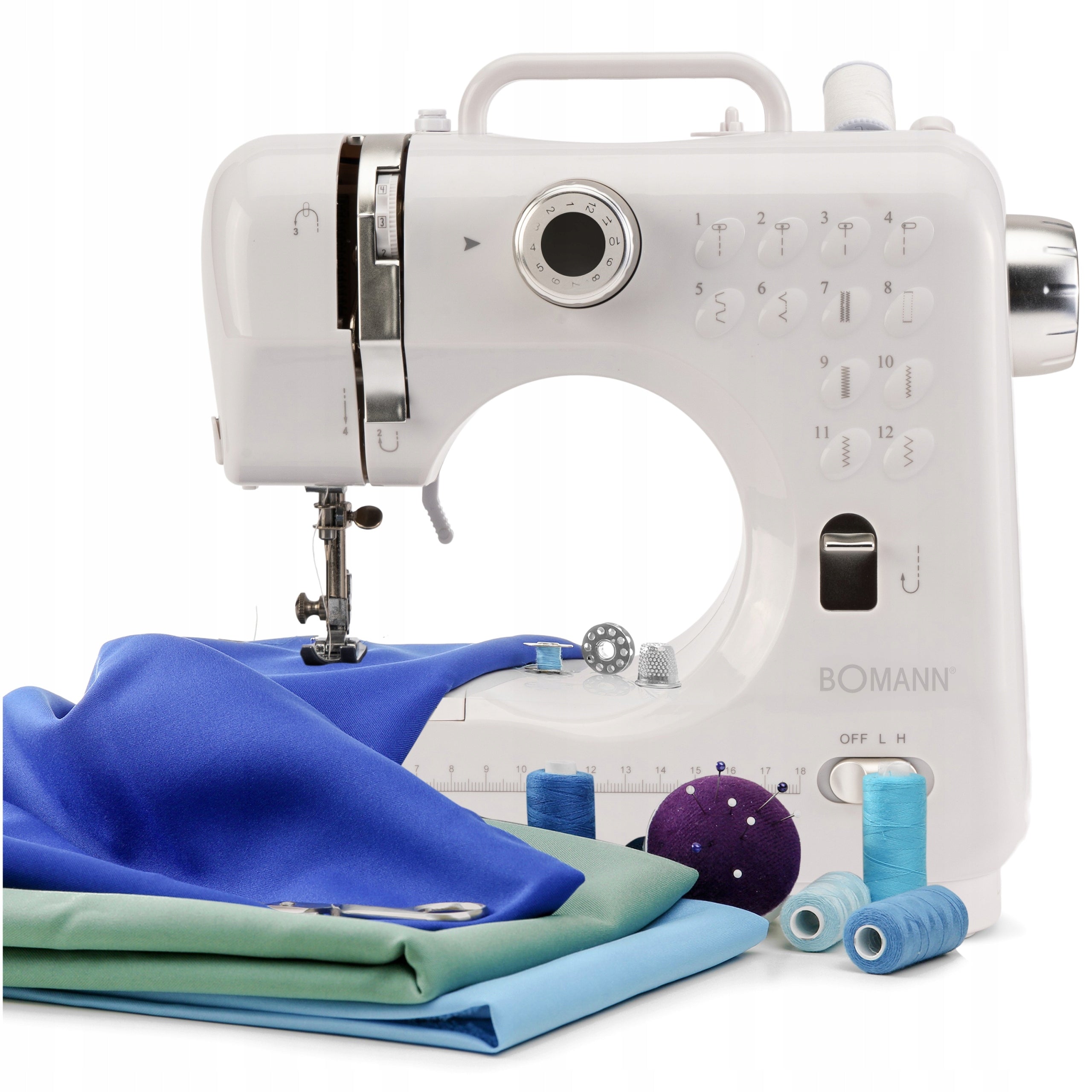 PORTABLE ELECTRIC SEWING MACHINE SEWING TOOLBOX Thread Needle BOMA Types of stitches elastic invisible overlock straight zigzag