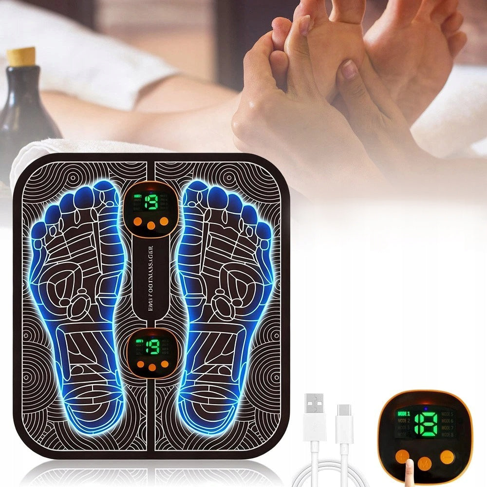 PORTABLE EMS FOOT MASSAGER WITH 19 INTENSITY LEVELS Model Elektrostymulator Mięśni Poprawia Krążenia Krwi