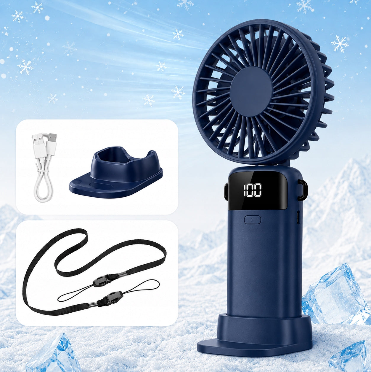PORTABLE FAN MINI DESK FAN QUIET FOLDING 5 GEARS 2400mAh Manufacturer code 4069428035403