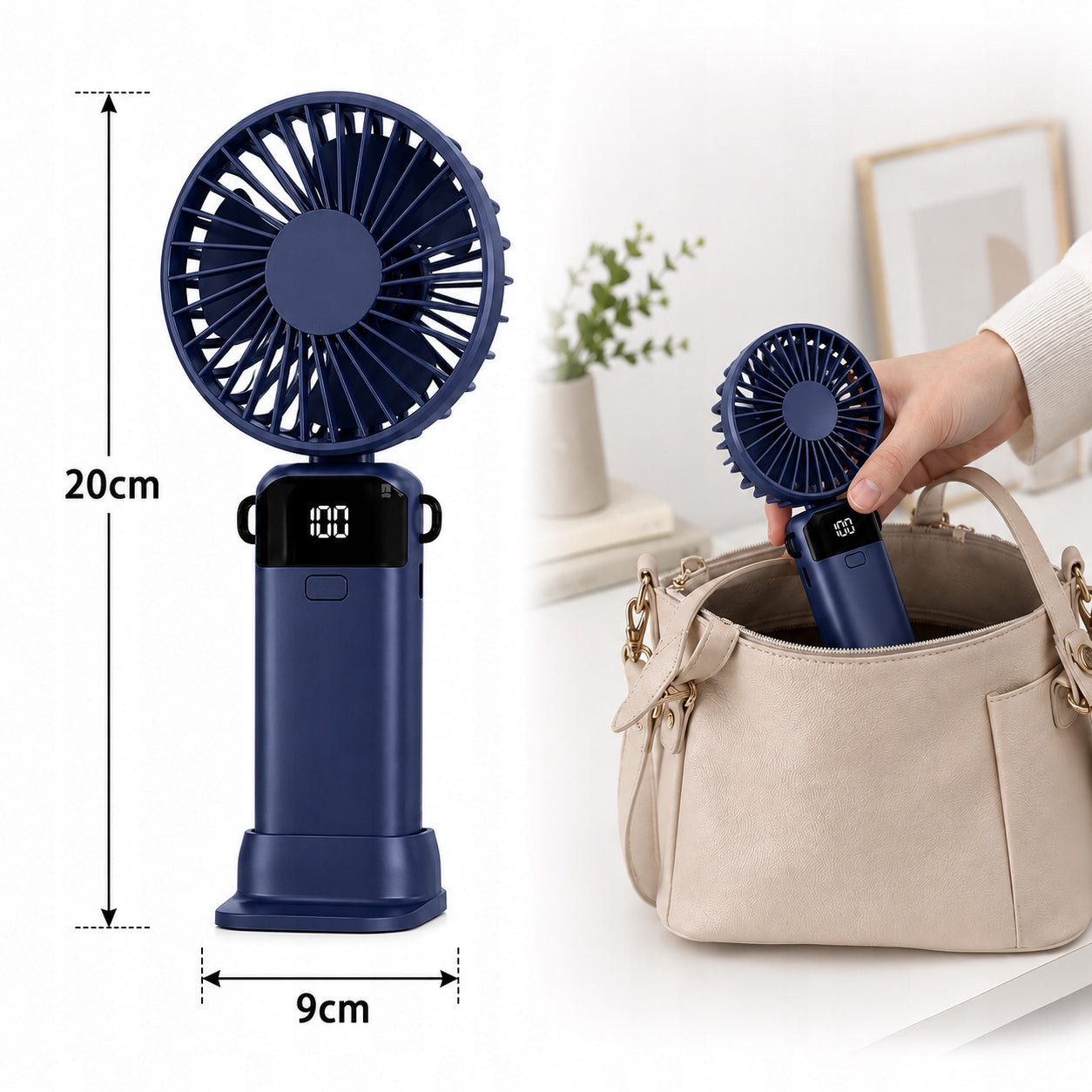 PORTABLE FAN MINI DESK FAN QUIET FOLDING 5 GEARS 2400mAh Model 4069428035403