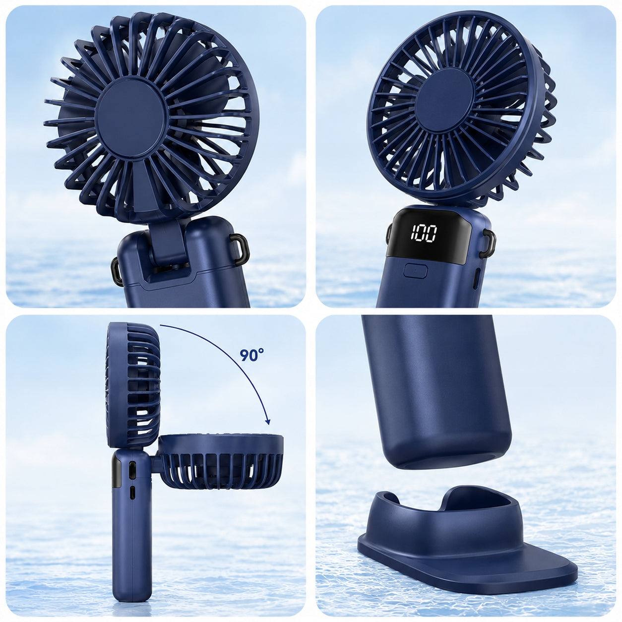 PORTABLE FAN MINI DESK FAN QUIET FOLDING 5 GEARS 2400mAh Packaging status original