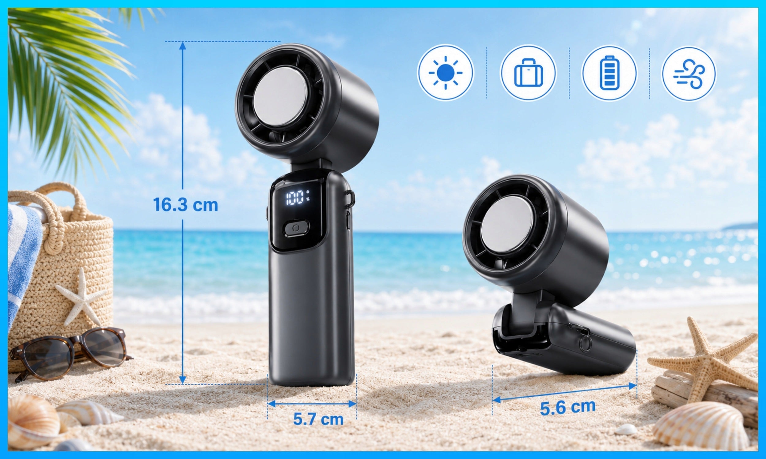 PORTABLE FAN MINI DESK FAN QUIET HANDHELD 4000mAh Packaging status original