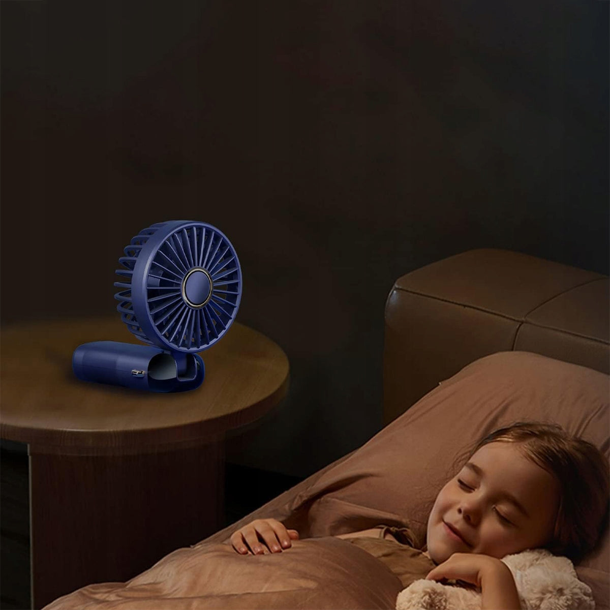 PORTABLE FAN MINI Handheld Fan for USB Adjustable Small Dominant color blue