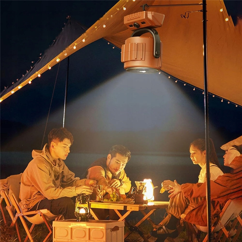 PORTABLE FAN WITH 300° HOOK AND LED FOR CAMPING AND TOURISM Power supply rechargeable battery