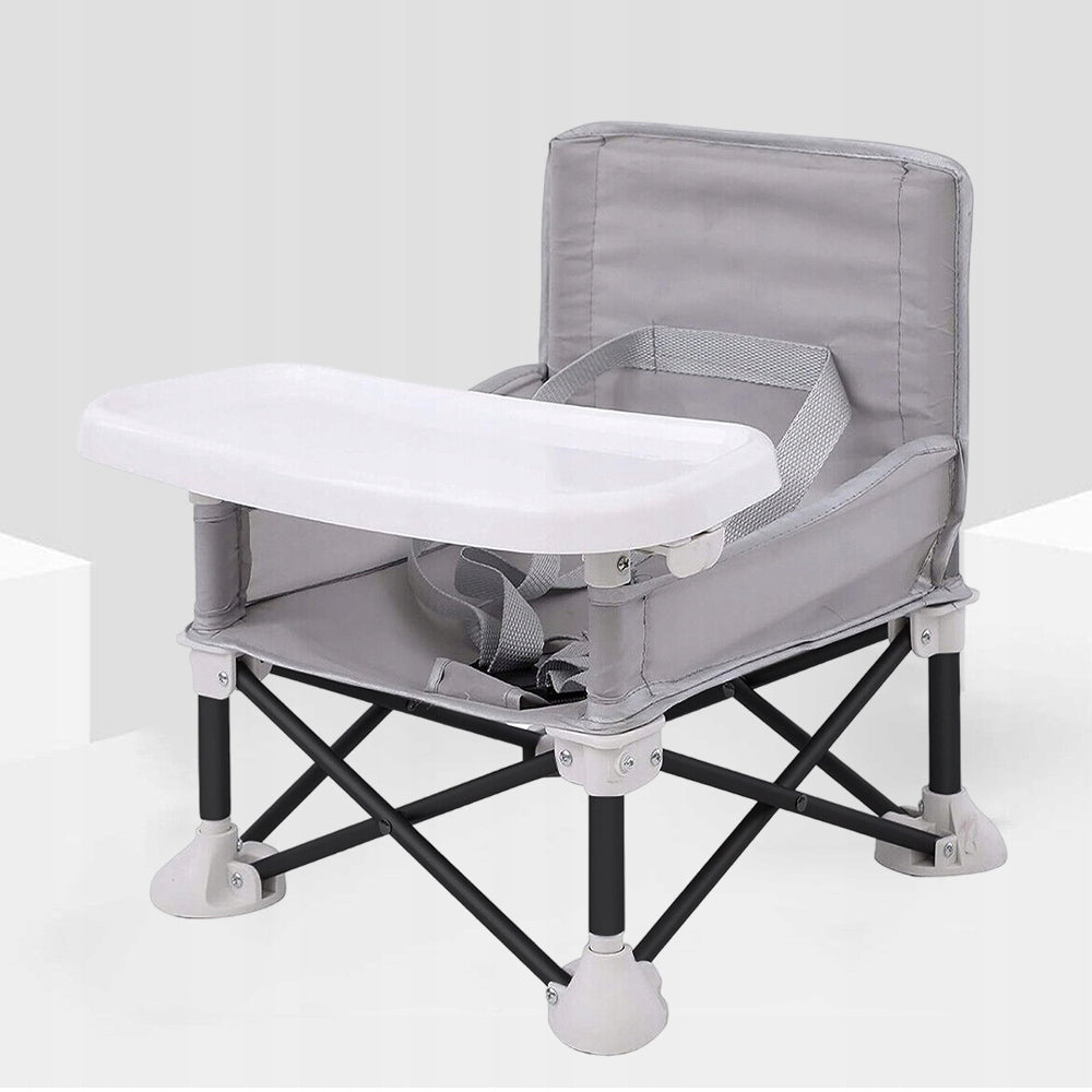 PORTABLE FOLDING DINING CHAIR FOR KIDS MULTIFUNCTIONAL GRAY DURABLE Color shades of gray and silver