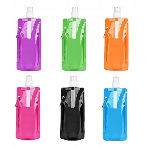 PORTABLE FOLDING WATER BAG 6PCS 500ML FLEXIBLE PORTABLE BAG