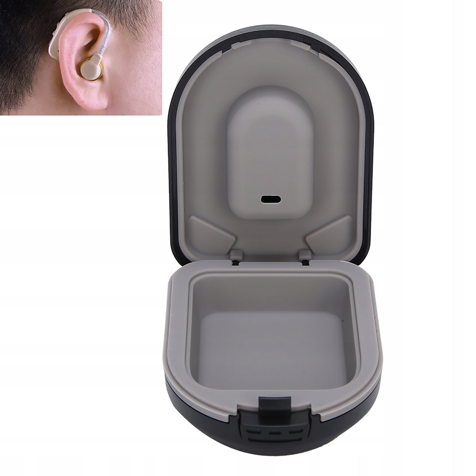 PORTABLE HEARING AID BOX WATERPROOF BLACK 6,5X5X2,5 CM Packaging status original