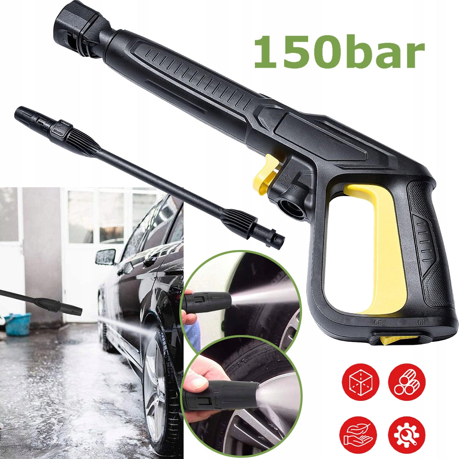 PORTABLE HIGH-PRESSURE WASHER WITH PISTOL UP TO 150 BAR, CAR