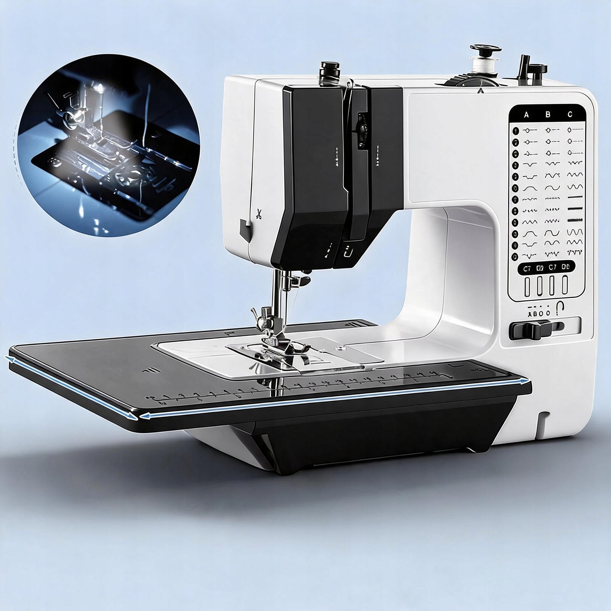 PORTABLE HOME SEWING MACHINE MECHANICAL 38 TYPES OF STITCHES + FREEBIES Product depth 19 cm