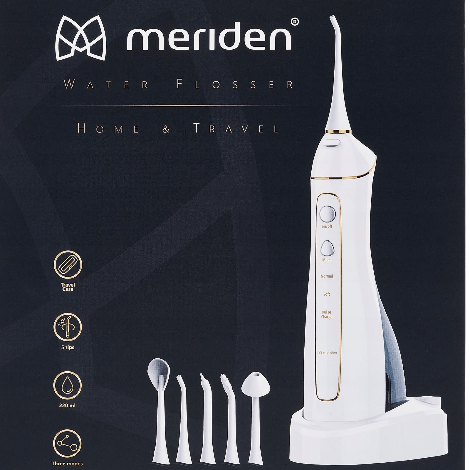 PORTABLE IRRIGATOR MERIDEN HOME & TRAVEL MD 1622 + 5 TIPS, dental Manufacturer code MD1622