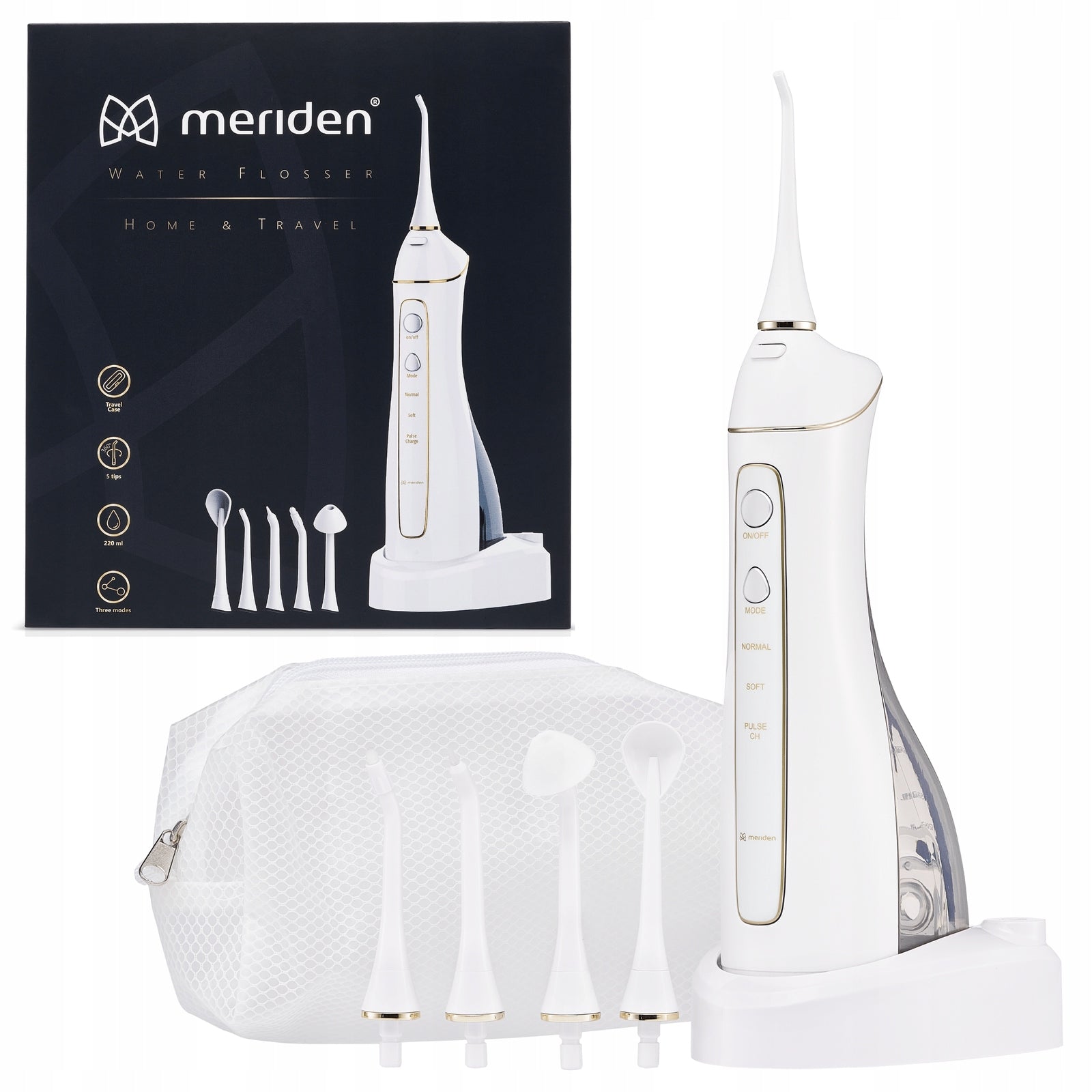 PORTABLE IRRIGATOR MERIDEN HOME & TRAVEL MD 1622 + 5 TIPS, dental Packaging status original