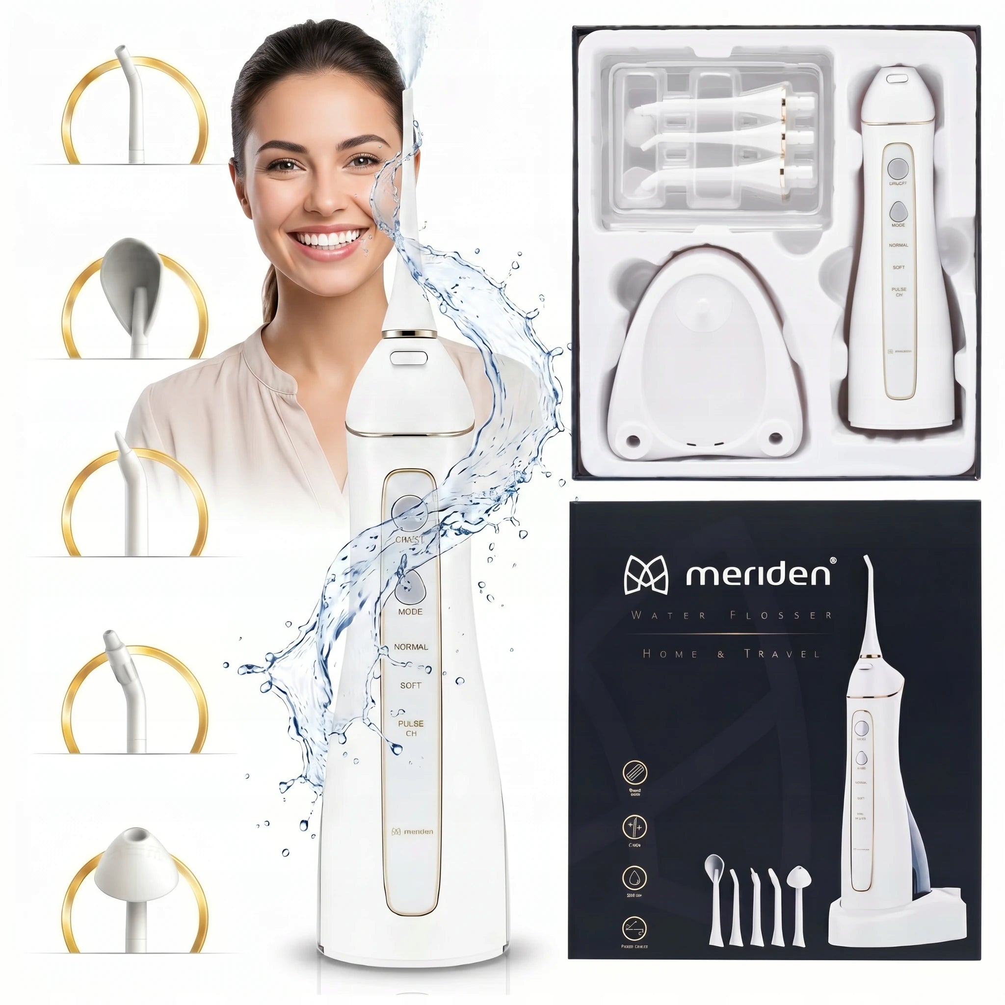 PORTABLE IRRIGATOR MERIDEN HOME & TRAVEL MD 1622 + 5 TIPS, dental