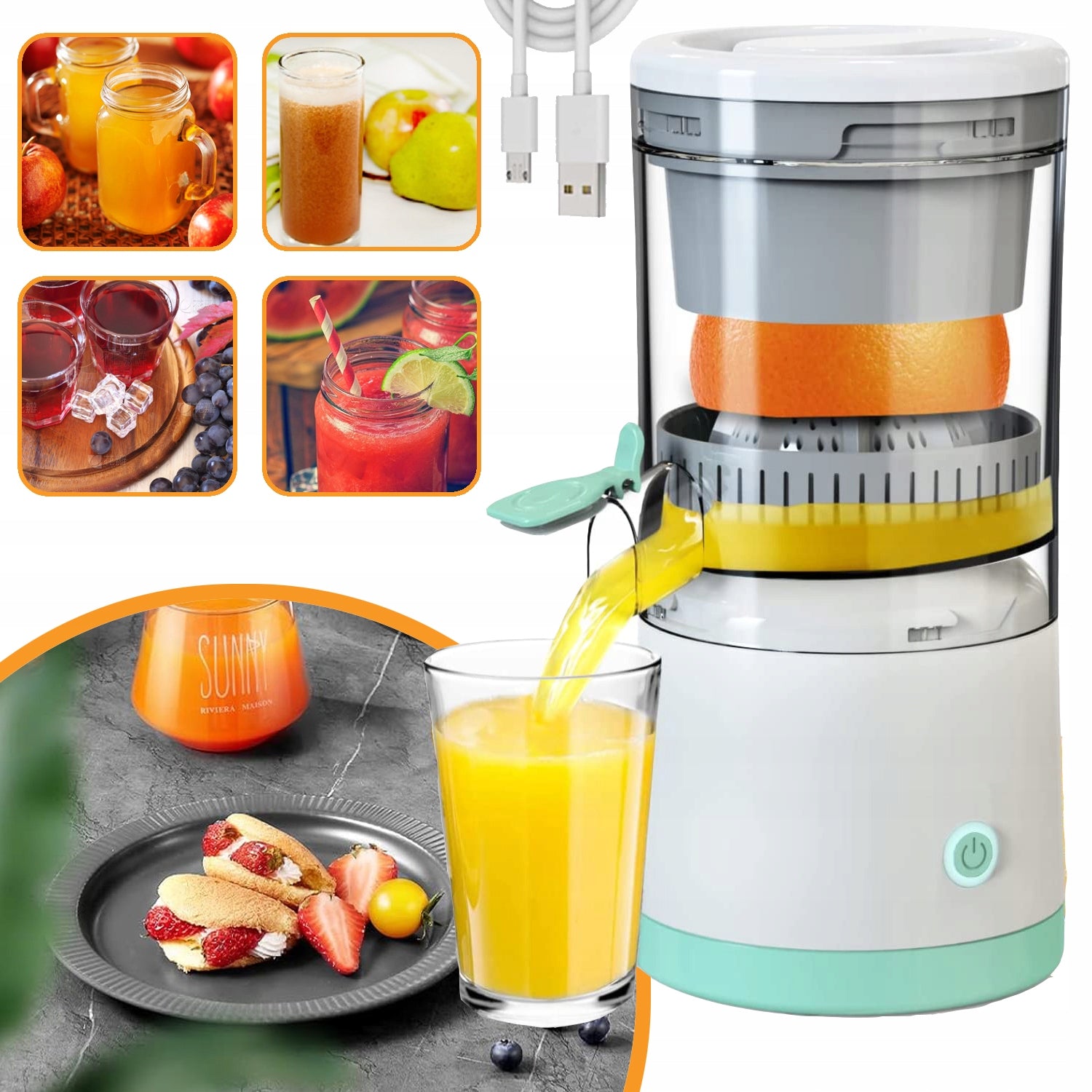 PORTABLE JUICER, RECHARGEABLE ELECTRIC JUICER