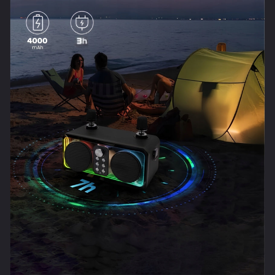 PORTABLE KARAOKE SPEAKER 2 MICROPHONES WIRELESS BLUETOOTH LED BLACK Manufacturer code ZAB/MW/B-KAR02
