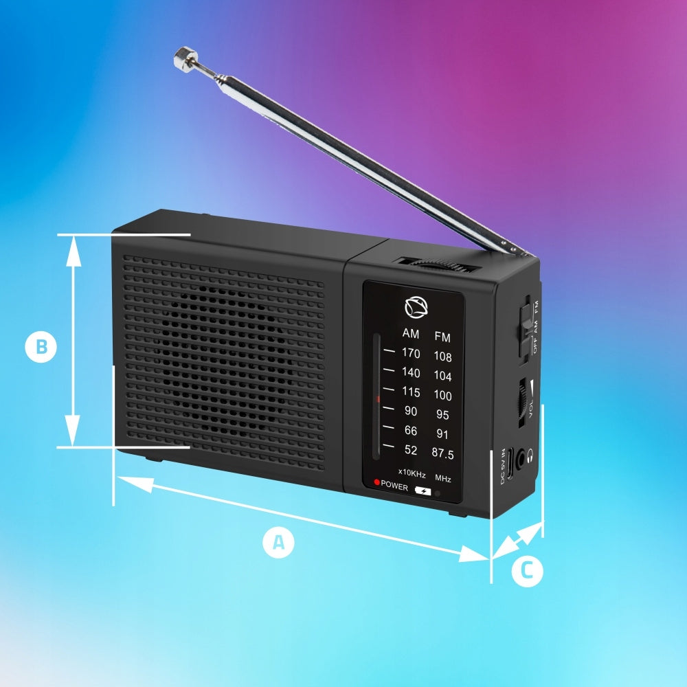 PORTABLE KITCHEN CONSTRUCTION RADIO AM/FM RECHARGEABLE USB-C minijack Manta Brand Manta