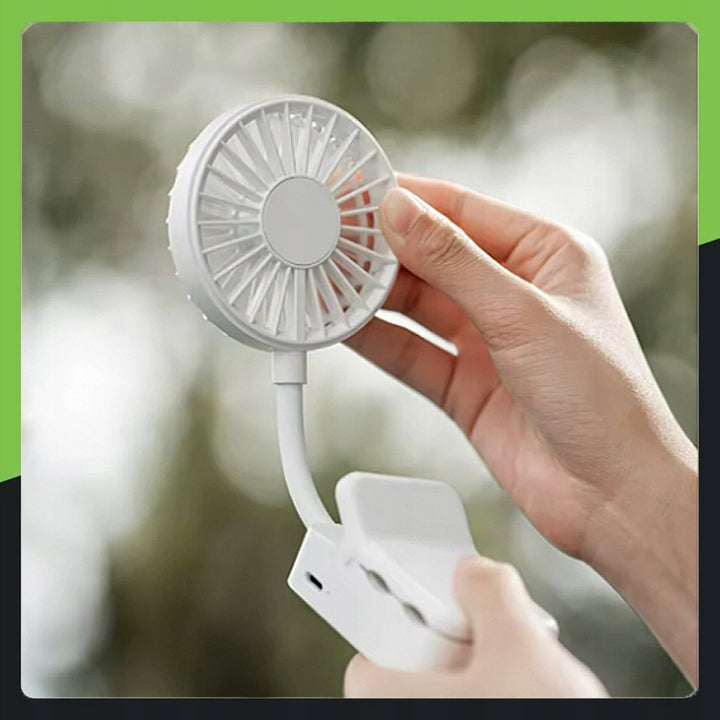 PORTABLE MINI FAN USB DESK FAN HANDHELD CLIP QUIET FOR OFFICE Dominant color white