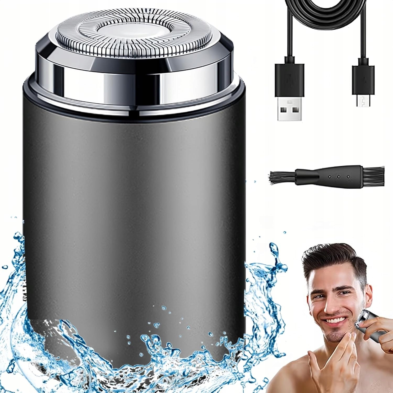 PORTABLE MINI POCKET ELECTRIC SHAVER FOR MEN USB + TOOTHBRUSH