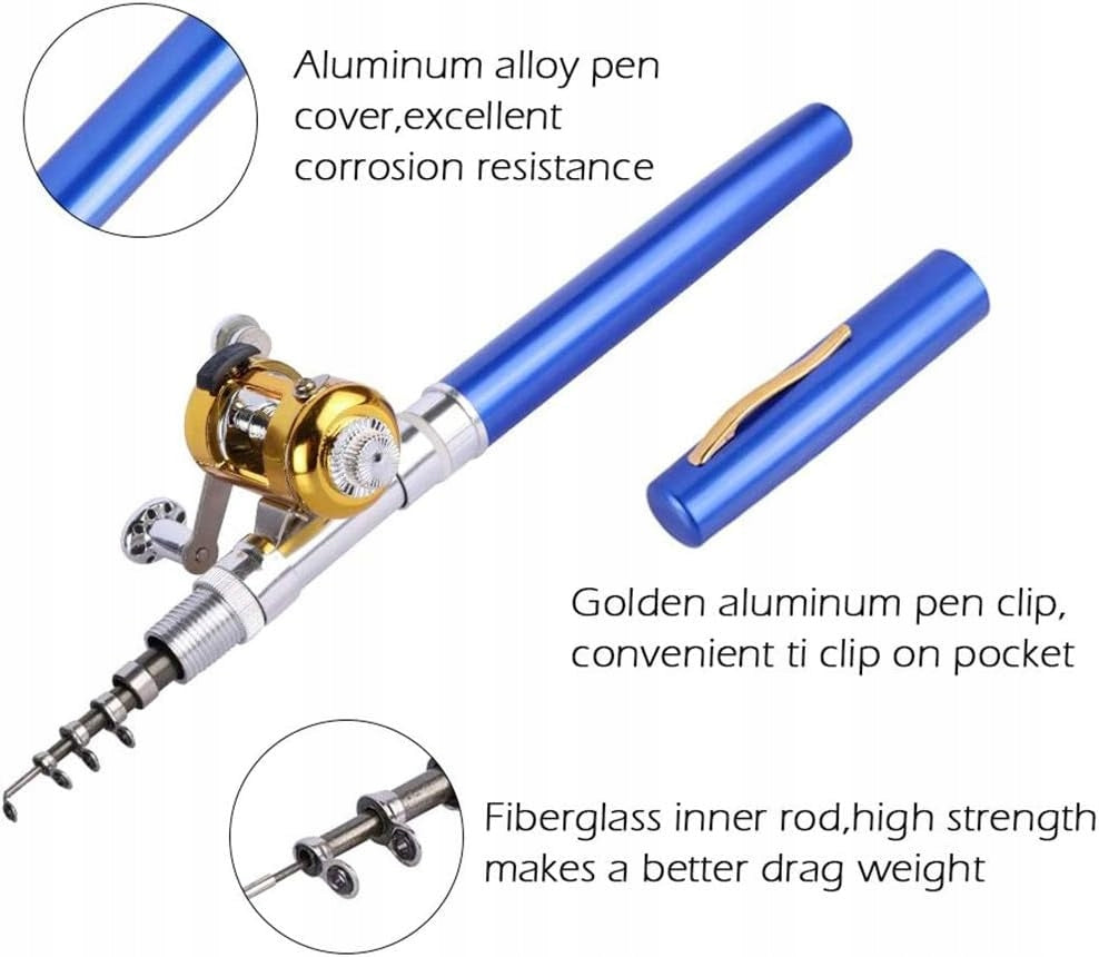 PORTABLE MINI ROD PEN ALUMINUM REEL FISHING Model Przenośna mini wędka, kieszonkowy długop