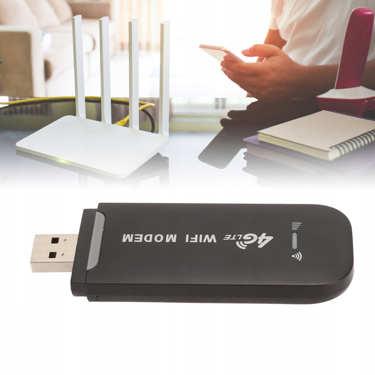 PORTABLE MOBILE ROUTER 4G DONGLE LTE SIM WIFI USB ROUTER 150MBPS Model 2612230030911