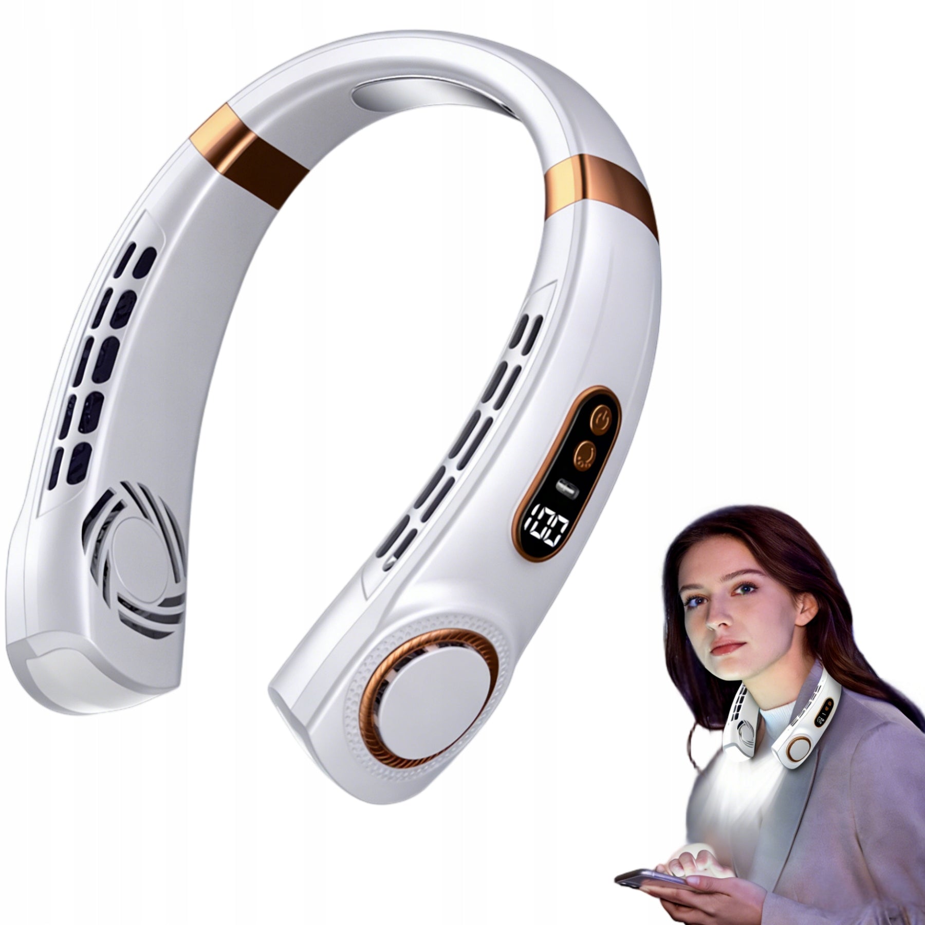 PORTABLE NECK FAN WITH LED 1800MAH MINI AIR CONDITIONER 5 SPEEDS Brand no brand