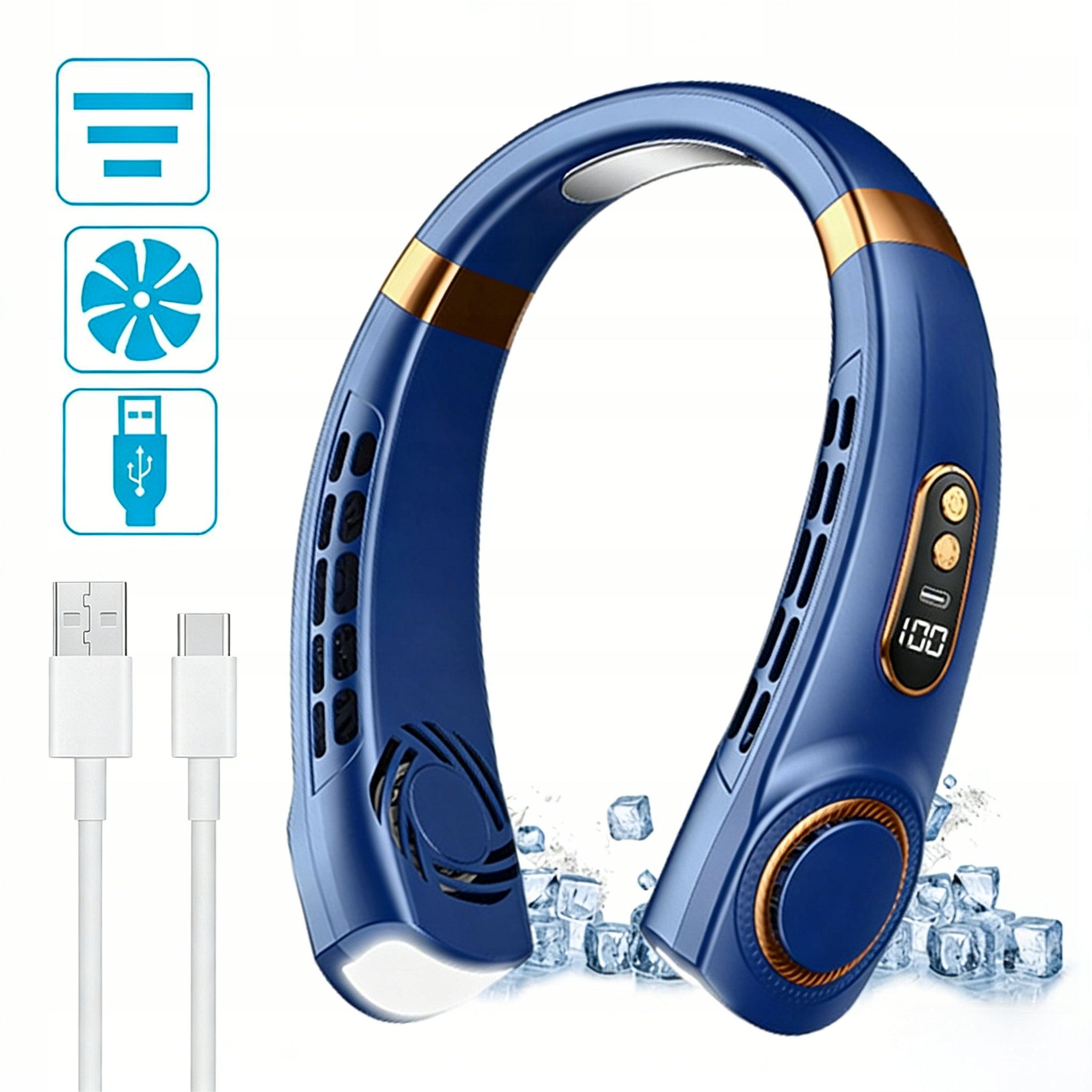 PORTABLE NECK FAN WITH LED 1800MAH MINI AIR CONDITIONER 5 SPEEDS Manufacturer code sennifar-797