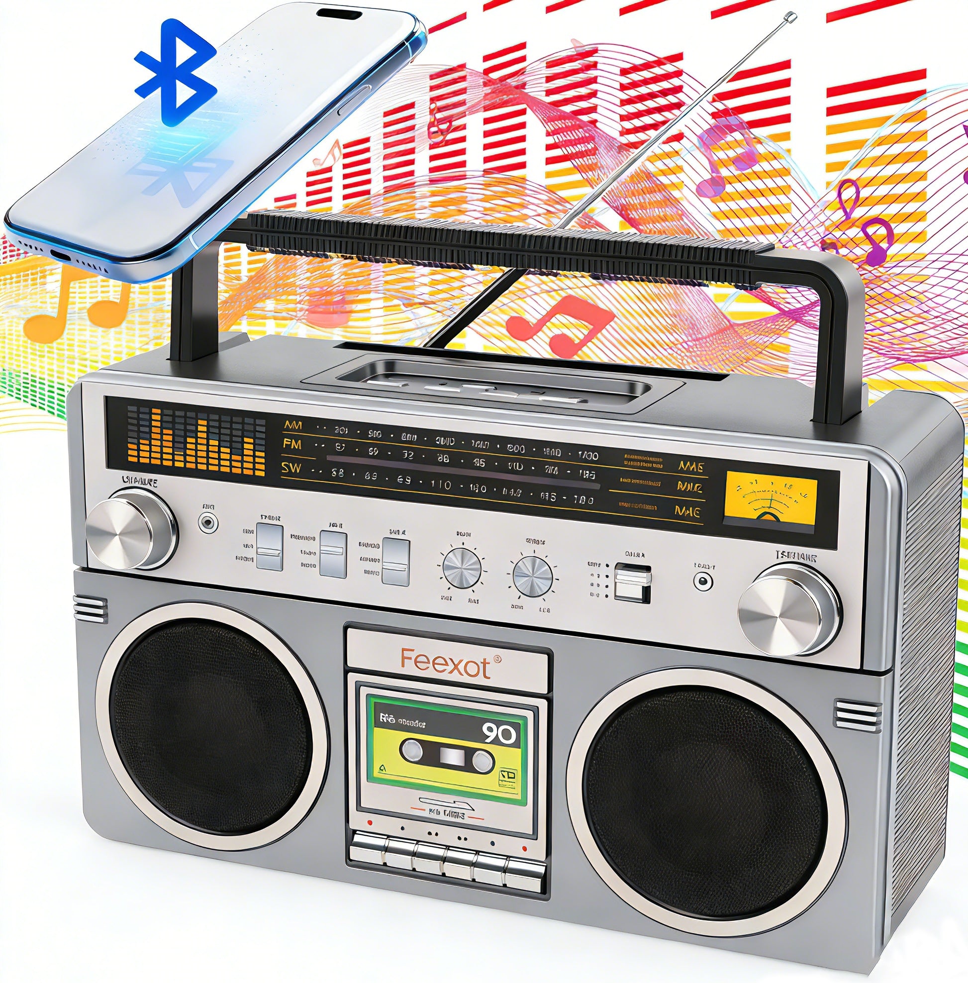 PORTABLE NETWORK RADIO BATTERY RETRO BLUETOOTH RECHARGEABLE FM AM