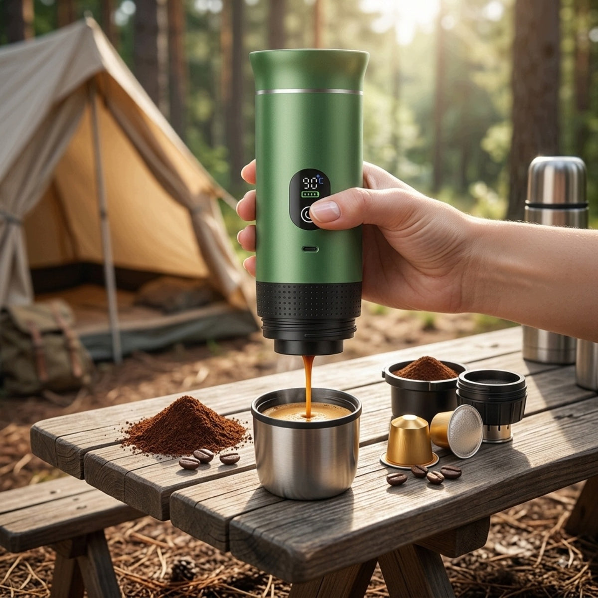 PORTABLE PRESSURE COFFEE EXPRESS 3in1 TOURIST TRAVEL AUTOMATIC Packaging status original