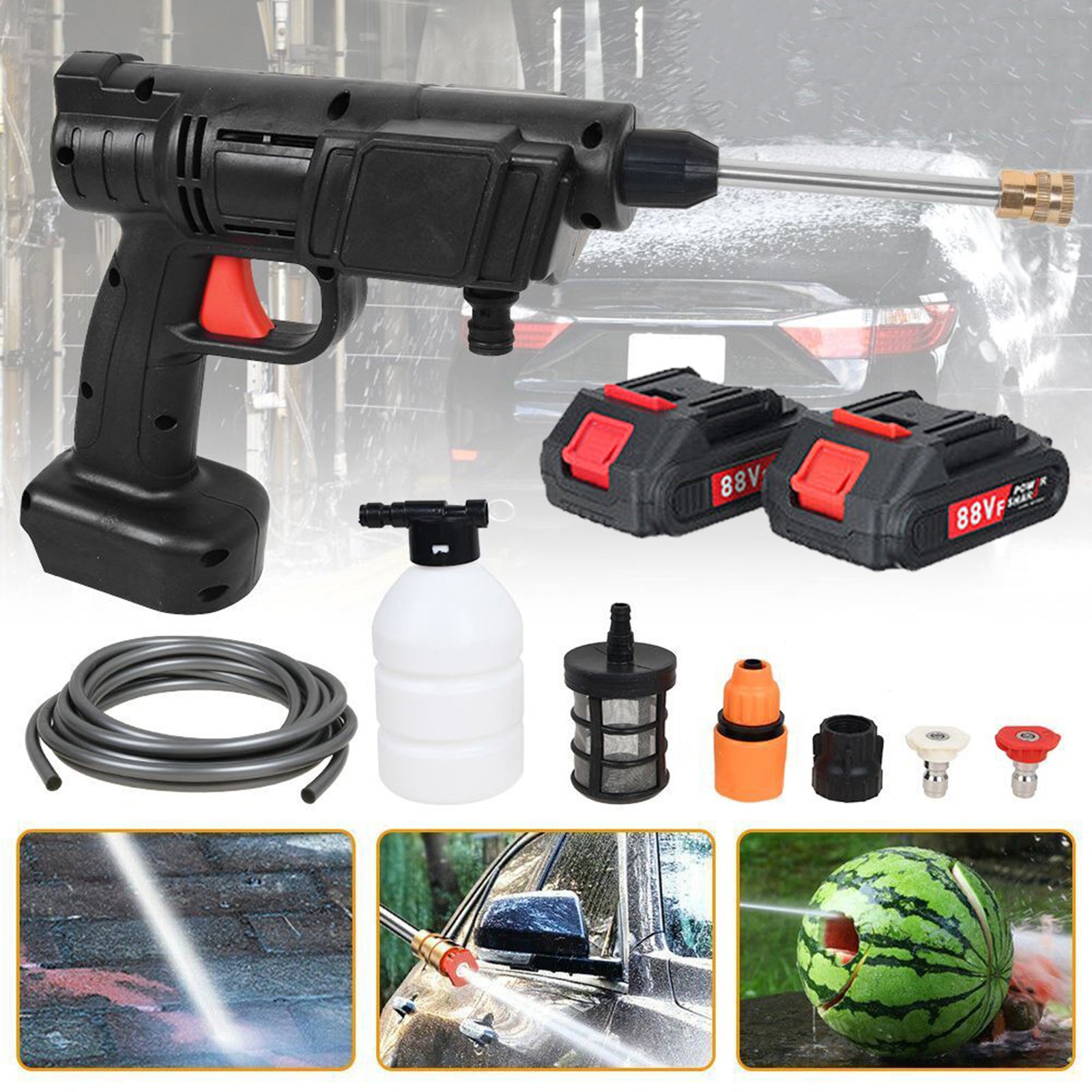 PORTABLE PRESSURE WASHER CORDLESS POWERFUL 1500W 200BAR + 2AKU SET Operating pressure 200 bar