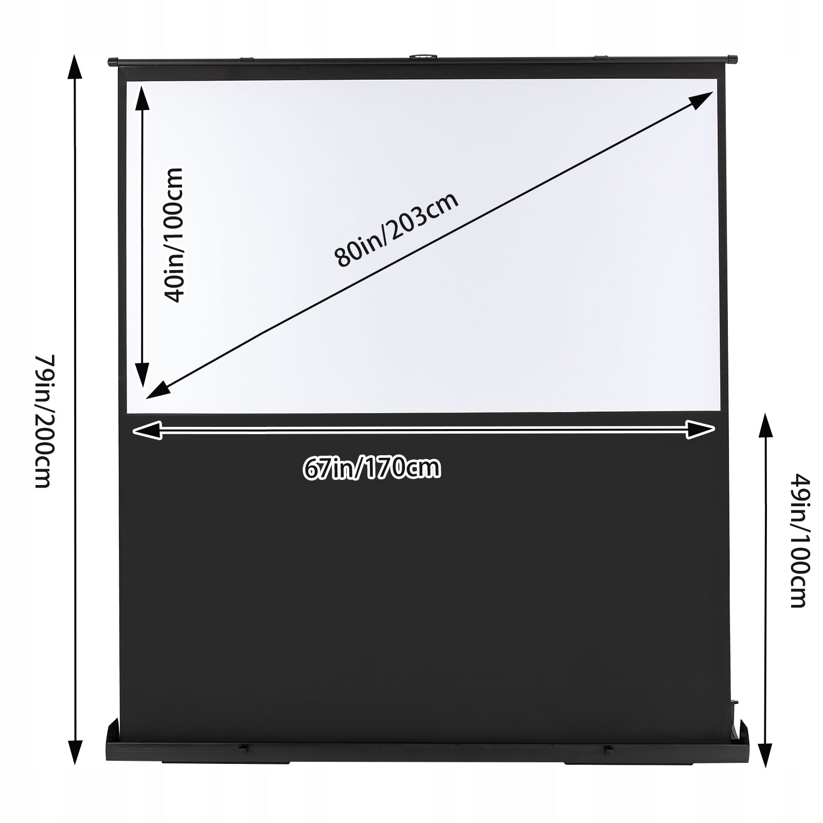 PORTABLE PROJECTION SCREEN FLOOR PULL-UP PROJECTION SCREEN 80INCH 16:9 Manufacturer code 079216