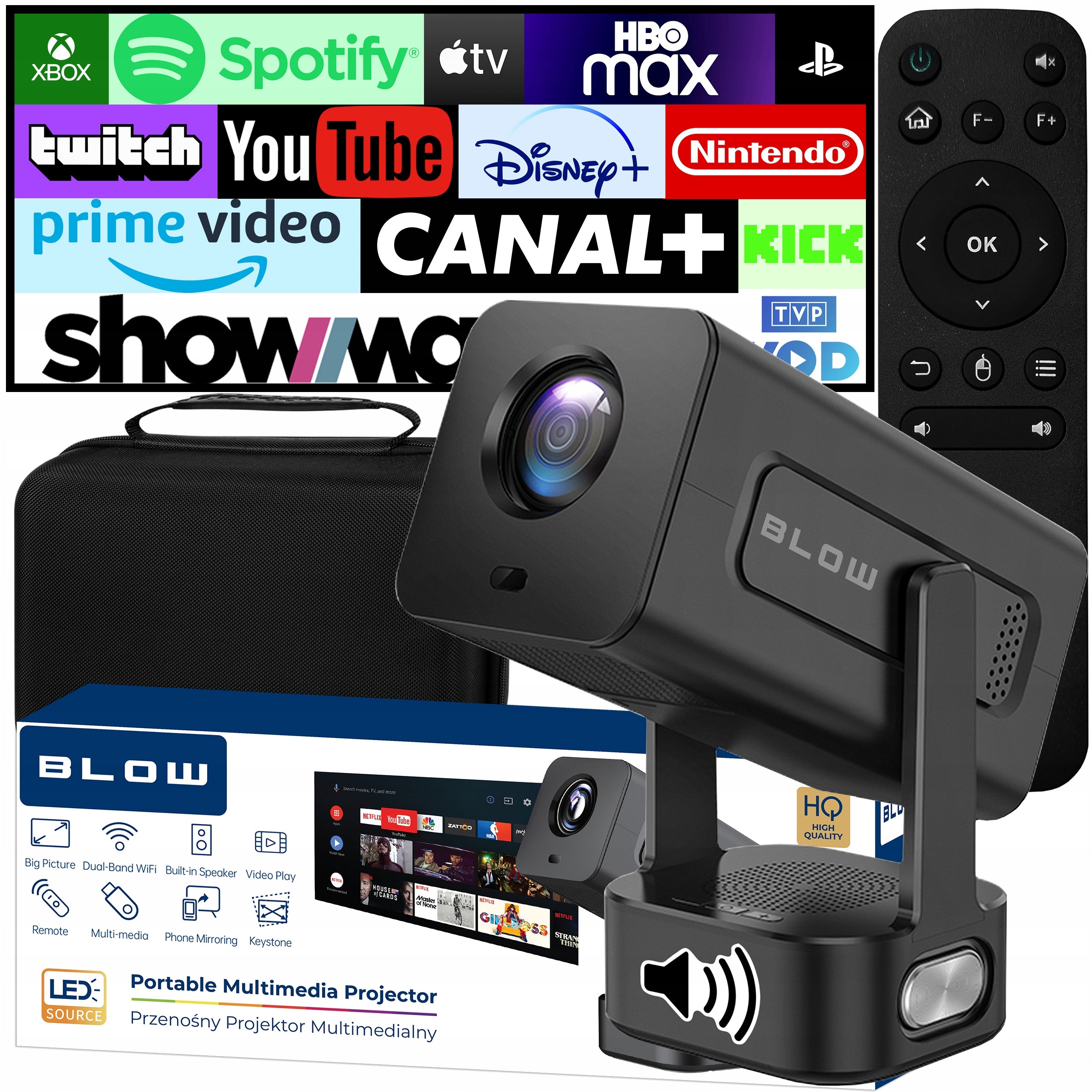 PORTABLE PROJECTOR ANDROID SMART TV WIFI FULL HD + CASE SPEAKER