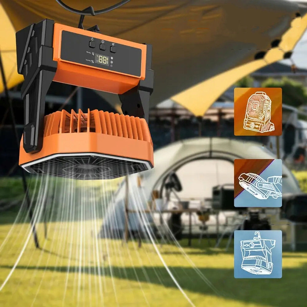 PORTABLE QUIET CAMPING FAN FOLDING 4 SPEEDS FOR TENT Functions timer