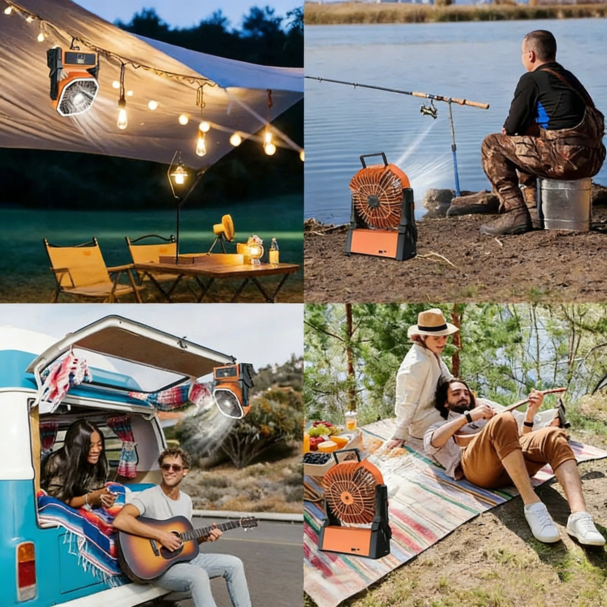 PORTABLE QUIET CAMPING FAN FOLDING 4 SPEEDS FOR TENT Included equipment USB cable