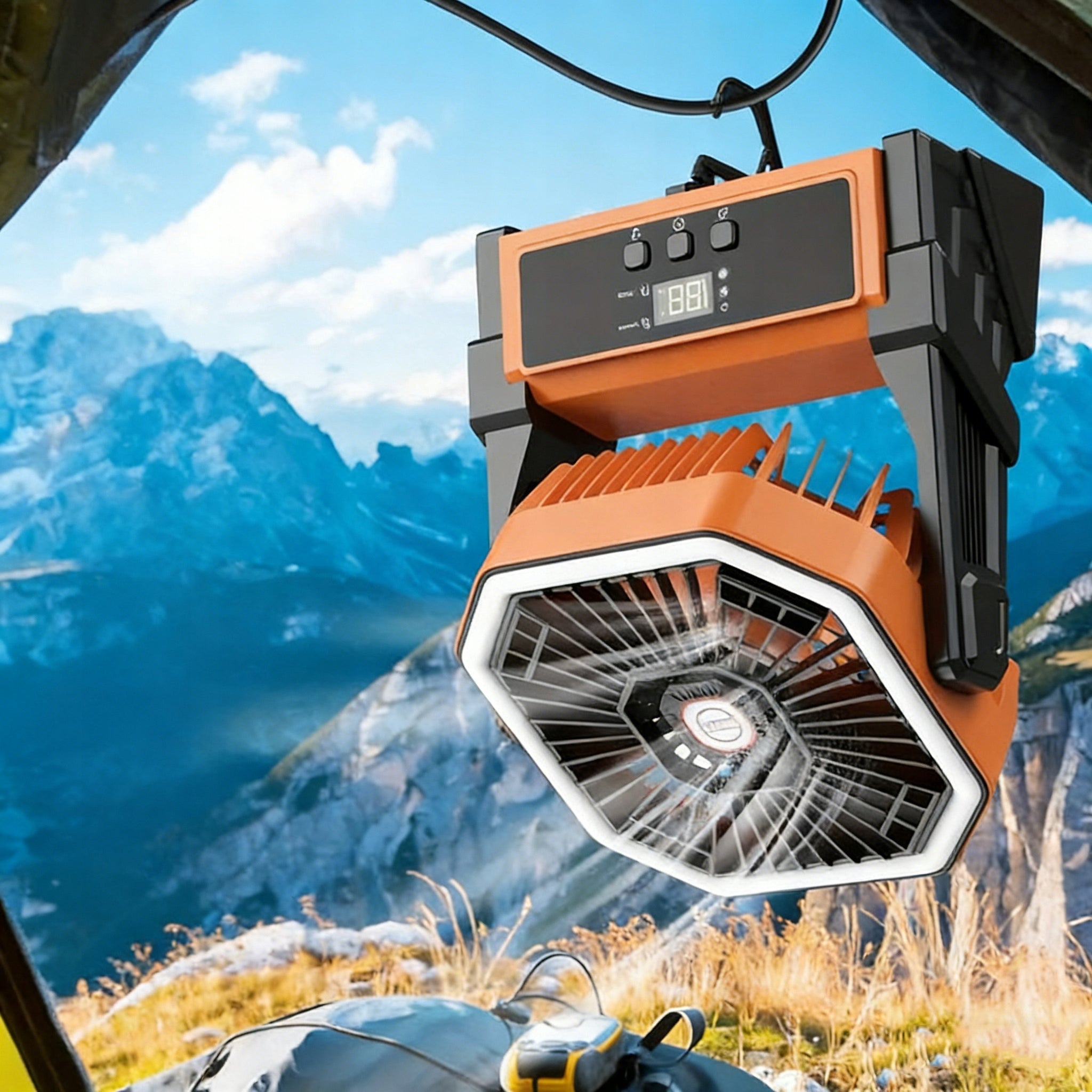 PORTABLE QUIET CAMPING FAN FOLDING 4 SPEEDS FOR TENT Product weight with unit packaging 1.03 kg