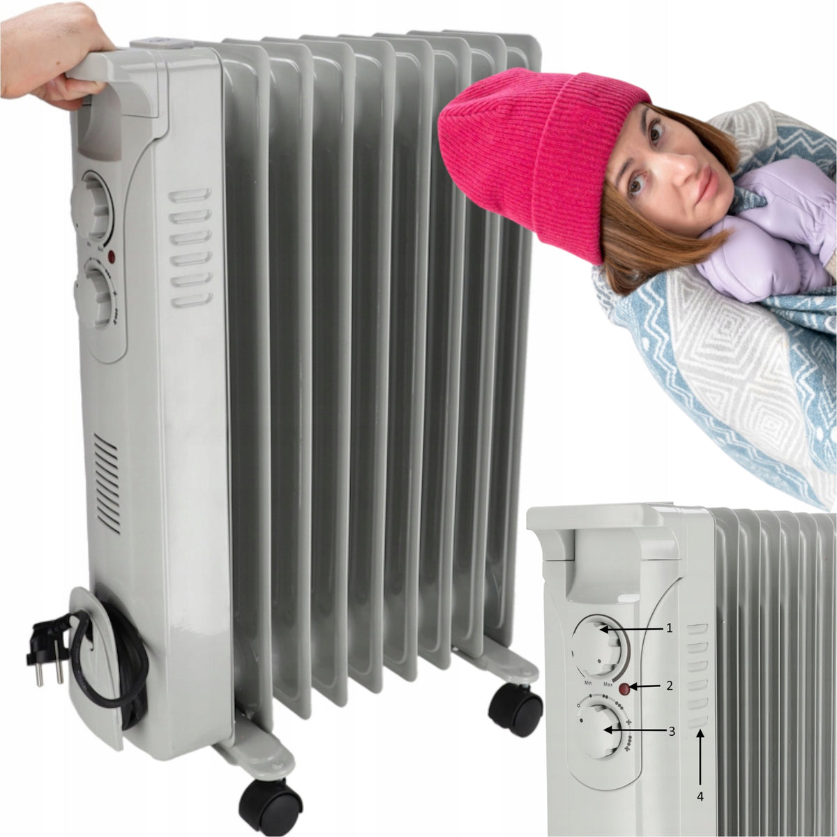 PORTABLE RADIATOR OIL RADIATOR FOR HEATING ROOMS WITH AIR SUPPLY