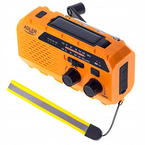 PORTABLE RADIO | ADLER AD1197 | AM/FM SOLAR CRANK FLASHLIGHT POWER BANK ALARM Manufacturer code ad_1197