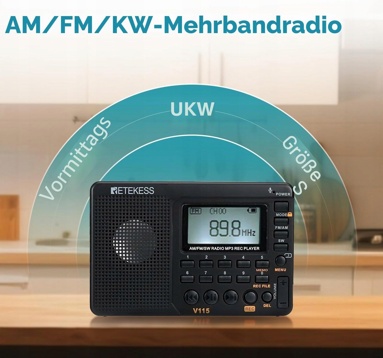 PORTABLE RADIO FM AM SW 3-BAND MP3 POCKET RECORDING Manufacturer code F9205A