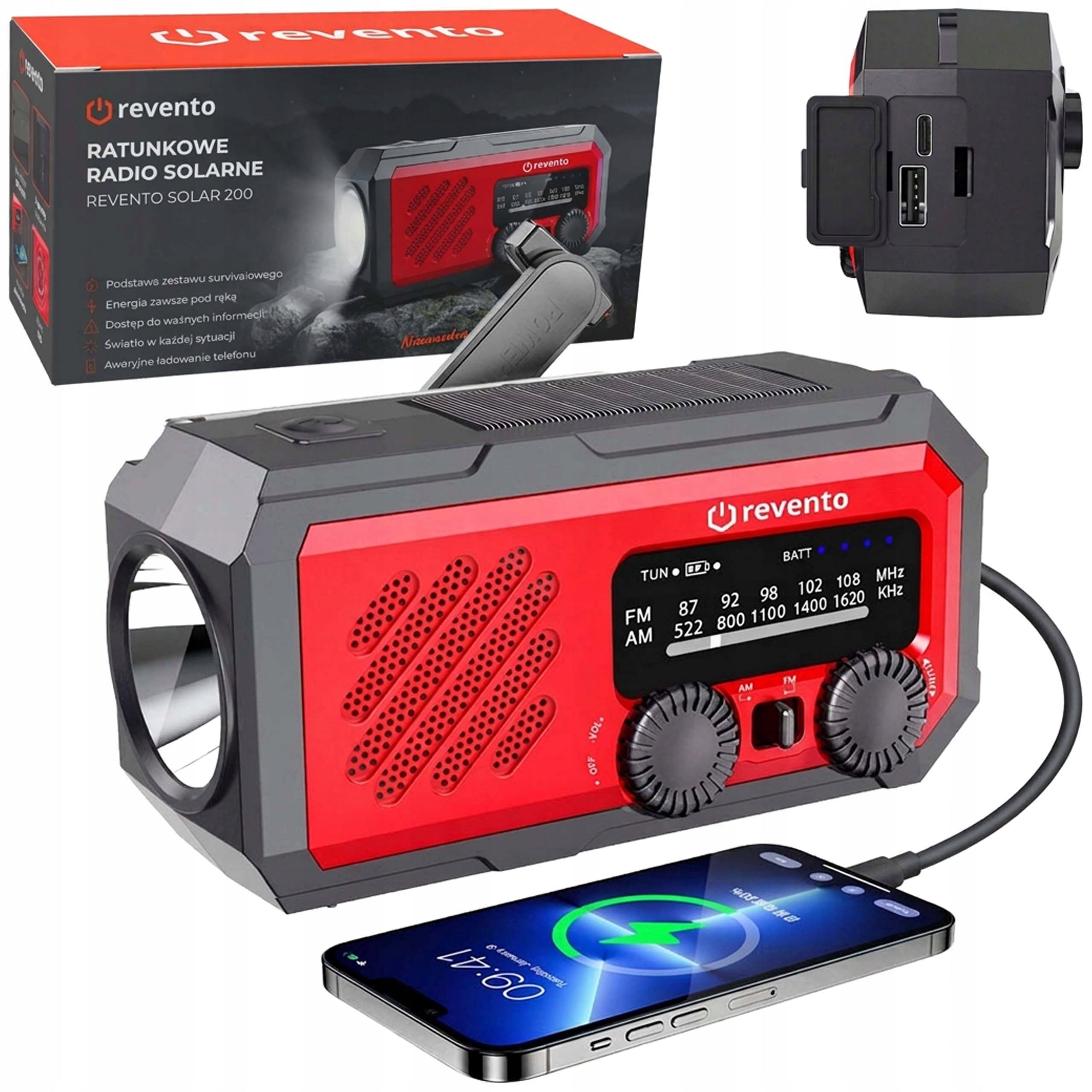 PORTABLE RADIO FOR SOLAR CRANK WITH CRANK BATTERY POWERBANK USB-C