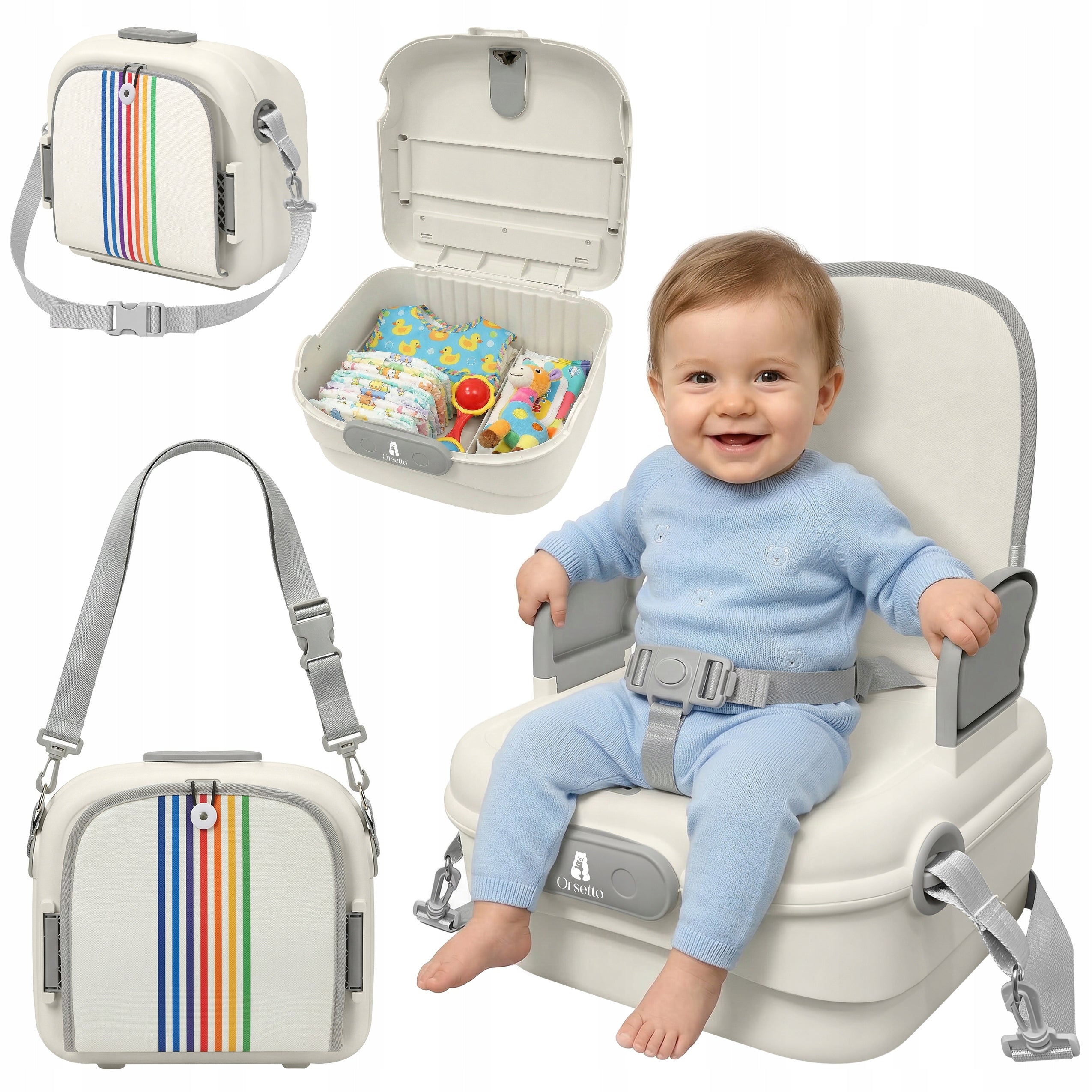 PORTABLE RAISED BABY CHAIR SEAT ORSETTO FOLDING 2IN1
