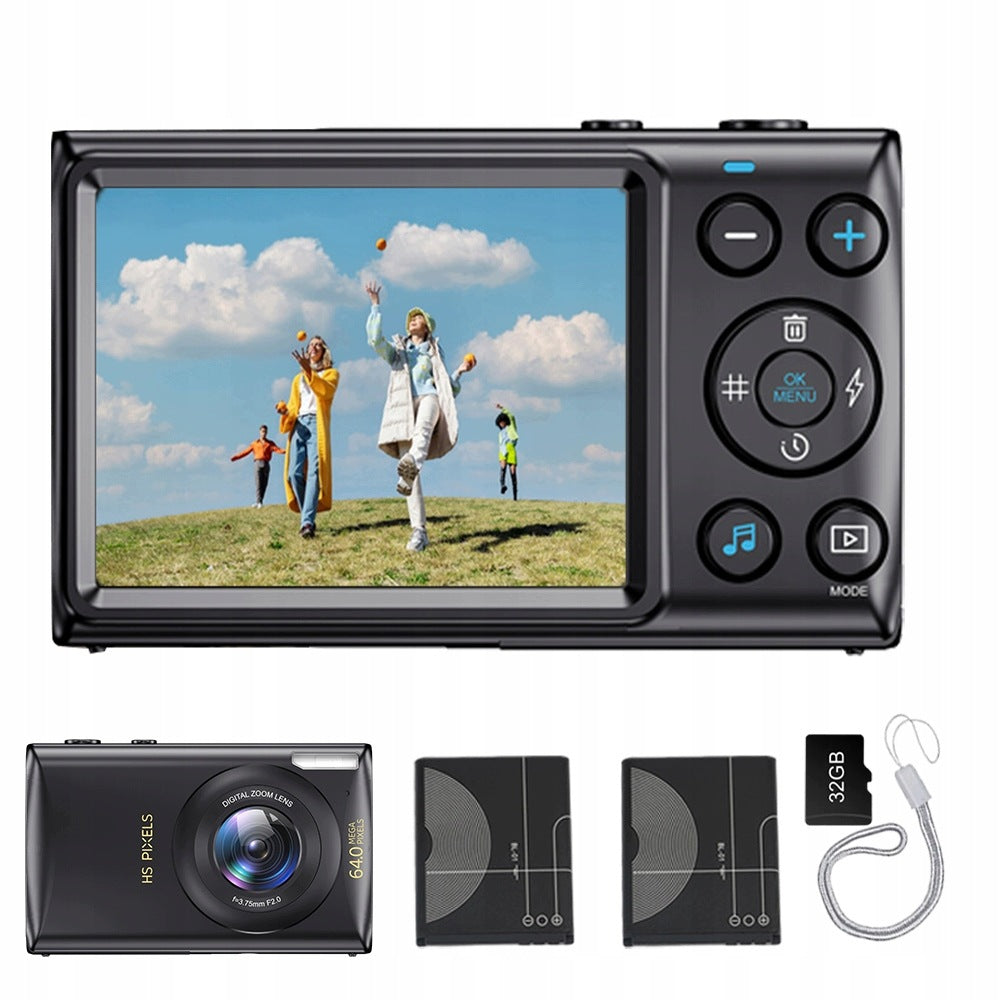 PORTABLE RETRO DIGITAL CAMERA 4K 64MP AUTOFOCUS 18X ZOOM 32GB SCREEN