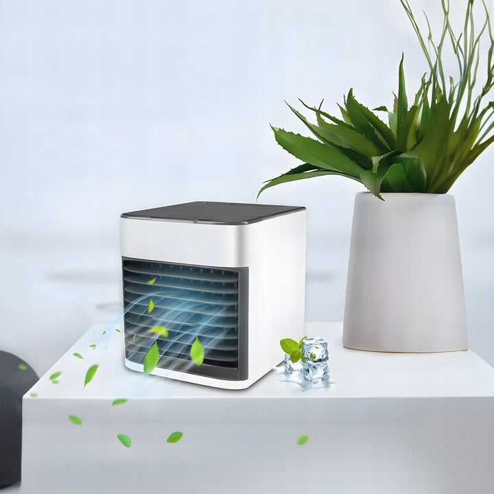PORTABLE SMALL USB AIR CONDITIONER FOR WATER AND ICE 3IN1 AIR CONDITIONER FOR HOME FAN Dominant color silver/gray