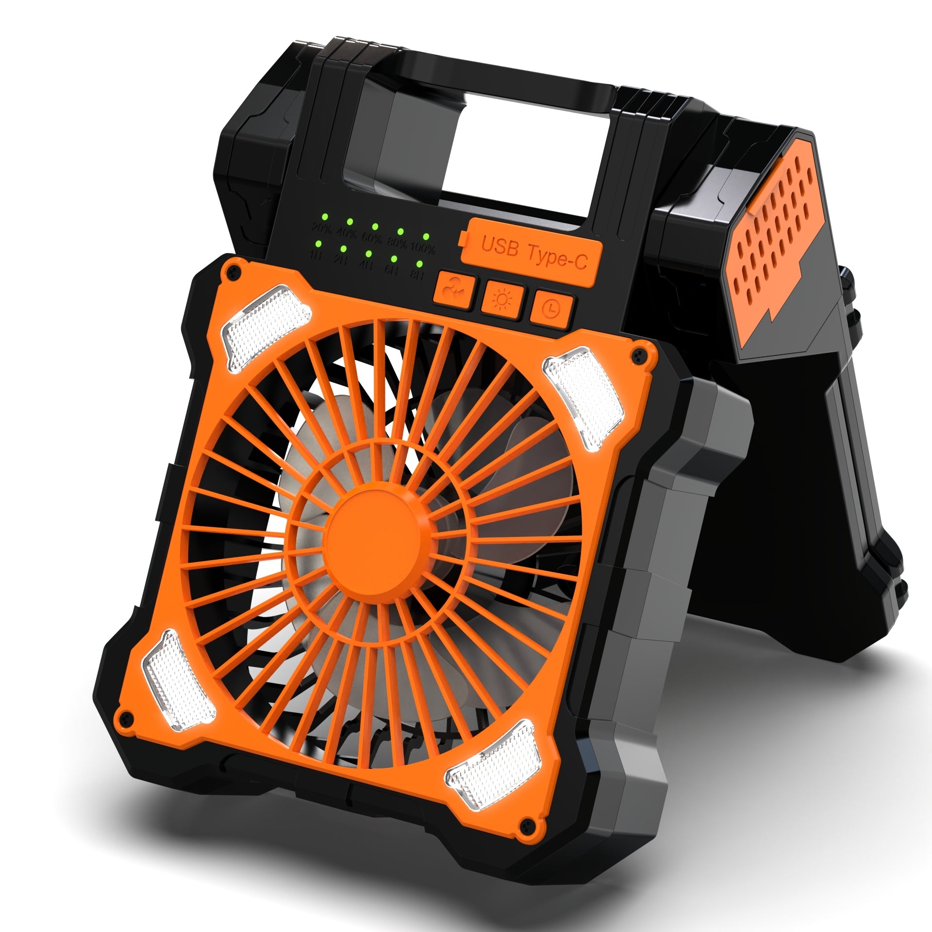 PORTABLE SOLAR CAMPING FAN WITH LED POWER BANK USB 8000mAh Functions none