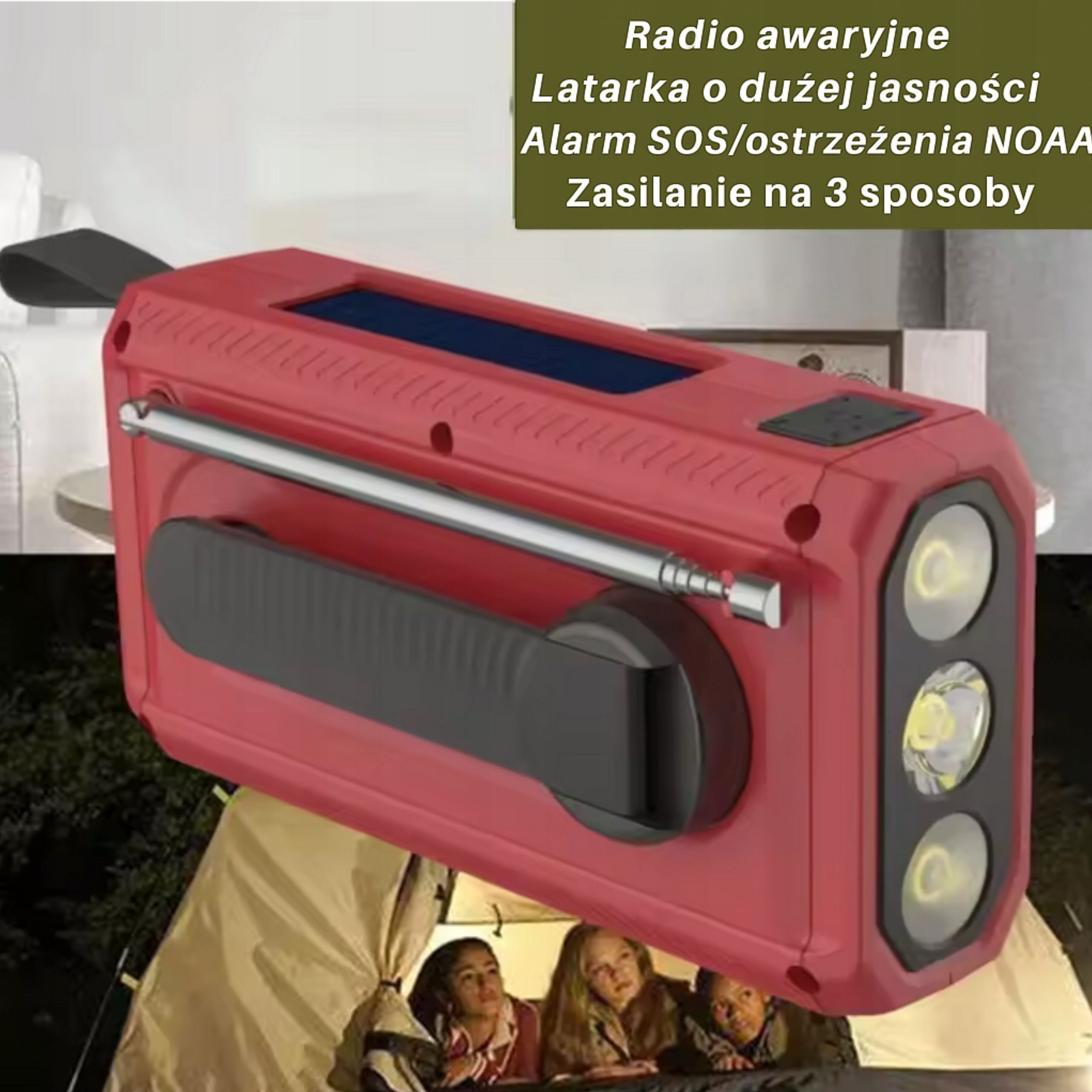 PORTABLE SOLAR KITCHEN FLASHLIGHT CONSTRUCTION POWERBANK 4500mAh DYNAMO Manufacturer code WIELOFUNKCYJNE RADIO AWARYJNE TURYSTYCZNE