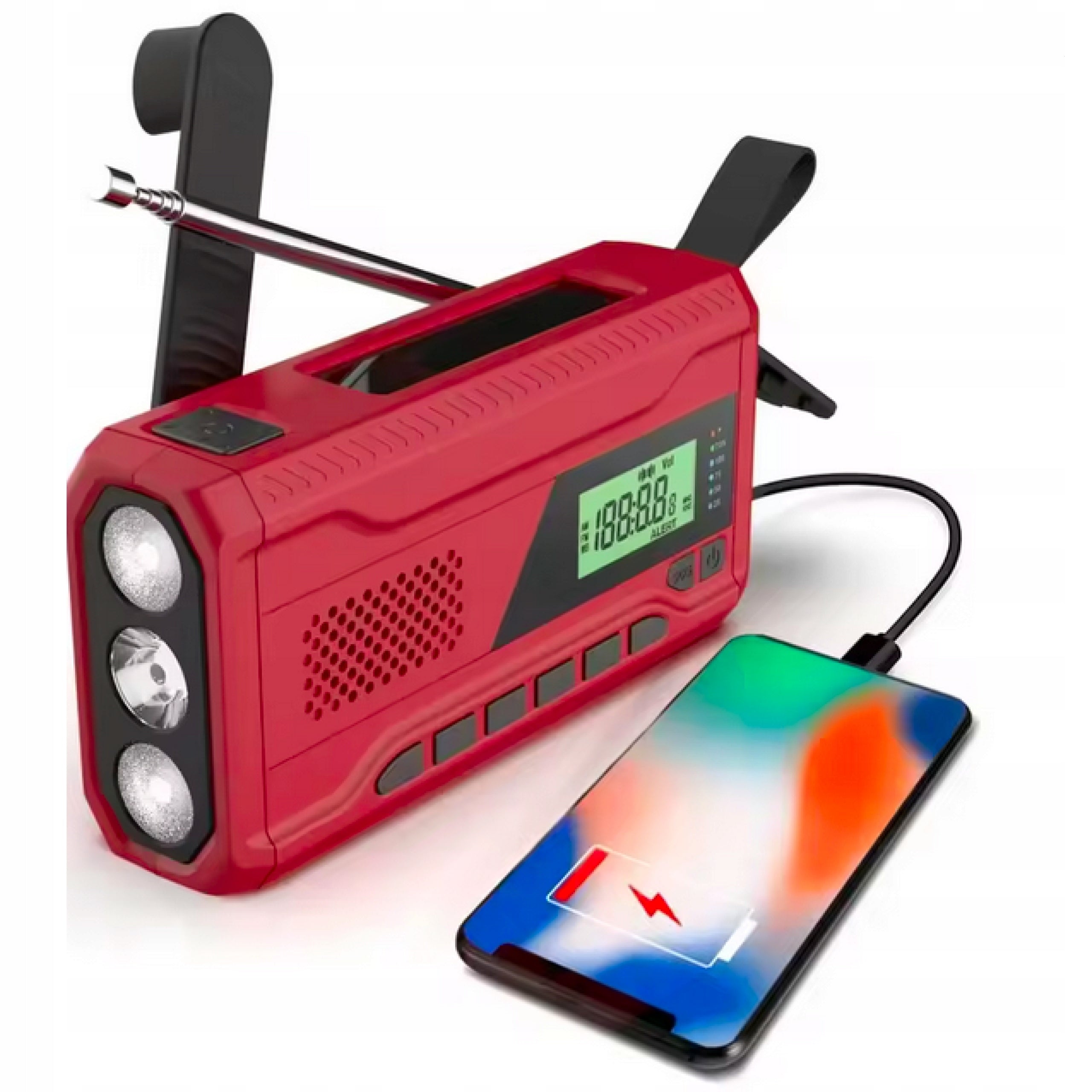 PORTABLE SOLAR KITCHEN FLASHLIGHT CONSTRUCTION POWERBANK 4500mAh DYNAMO Packaging status original