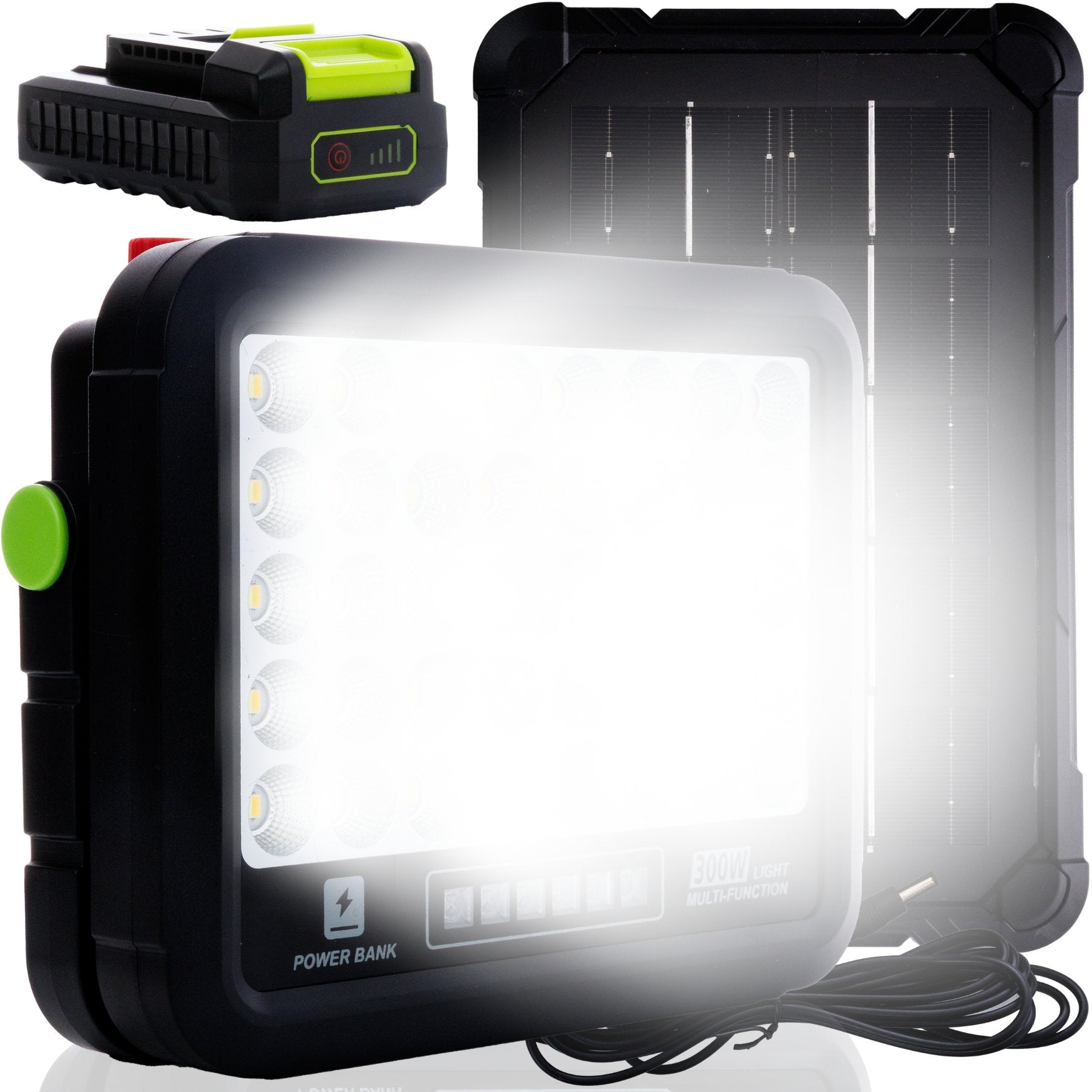 PORTABLE SOLAR LED WORKSHOP LAMP 300W 6Ah USB-C Packaging status original