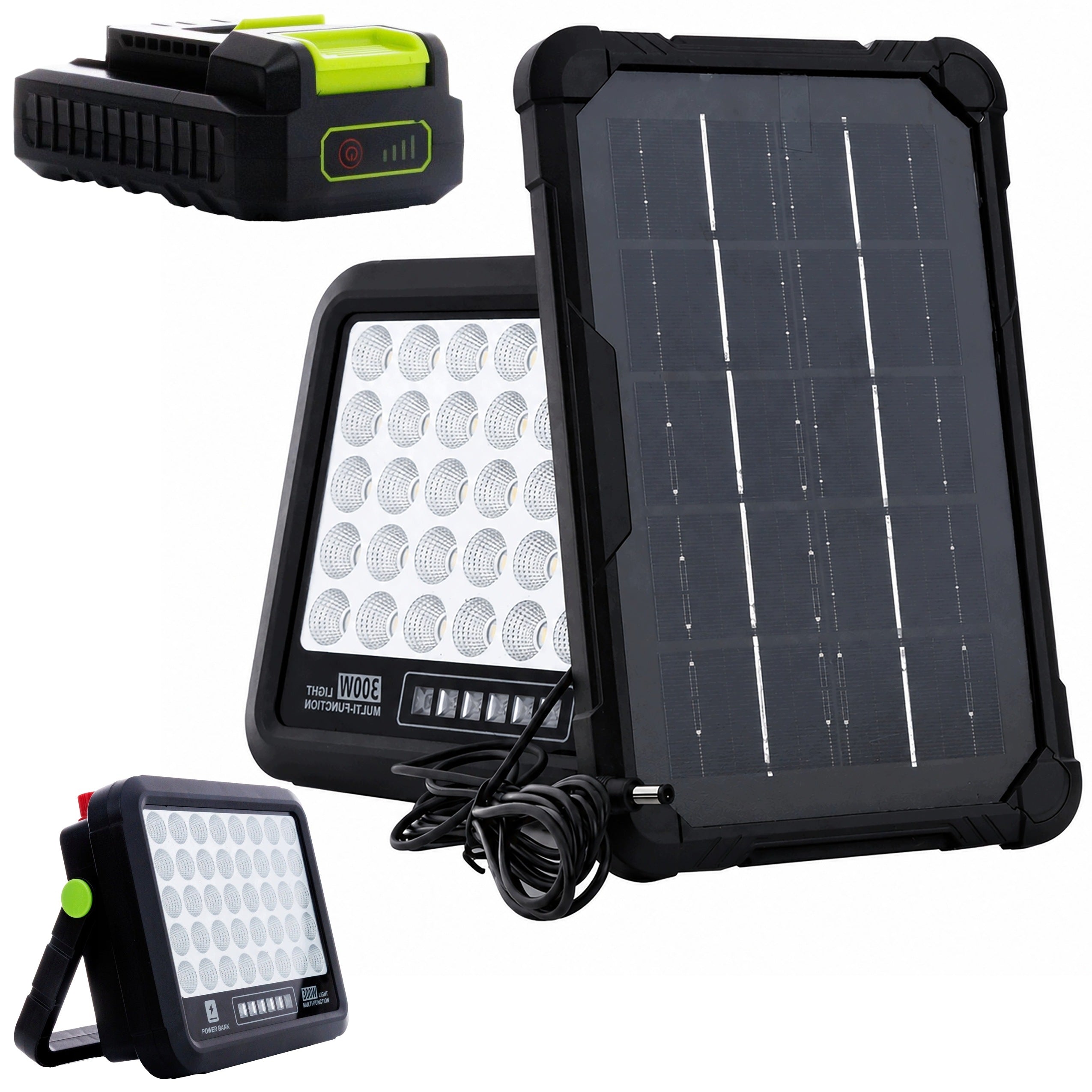 PORTABLE SOLAR LED WORKSHOP LAMP 300W 6Ah USB-C