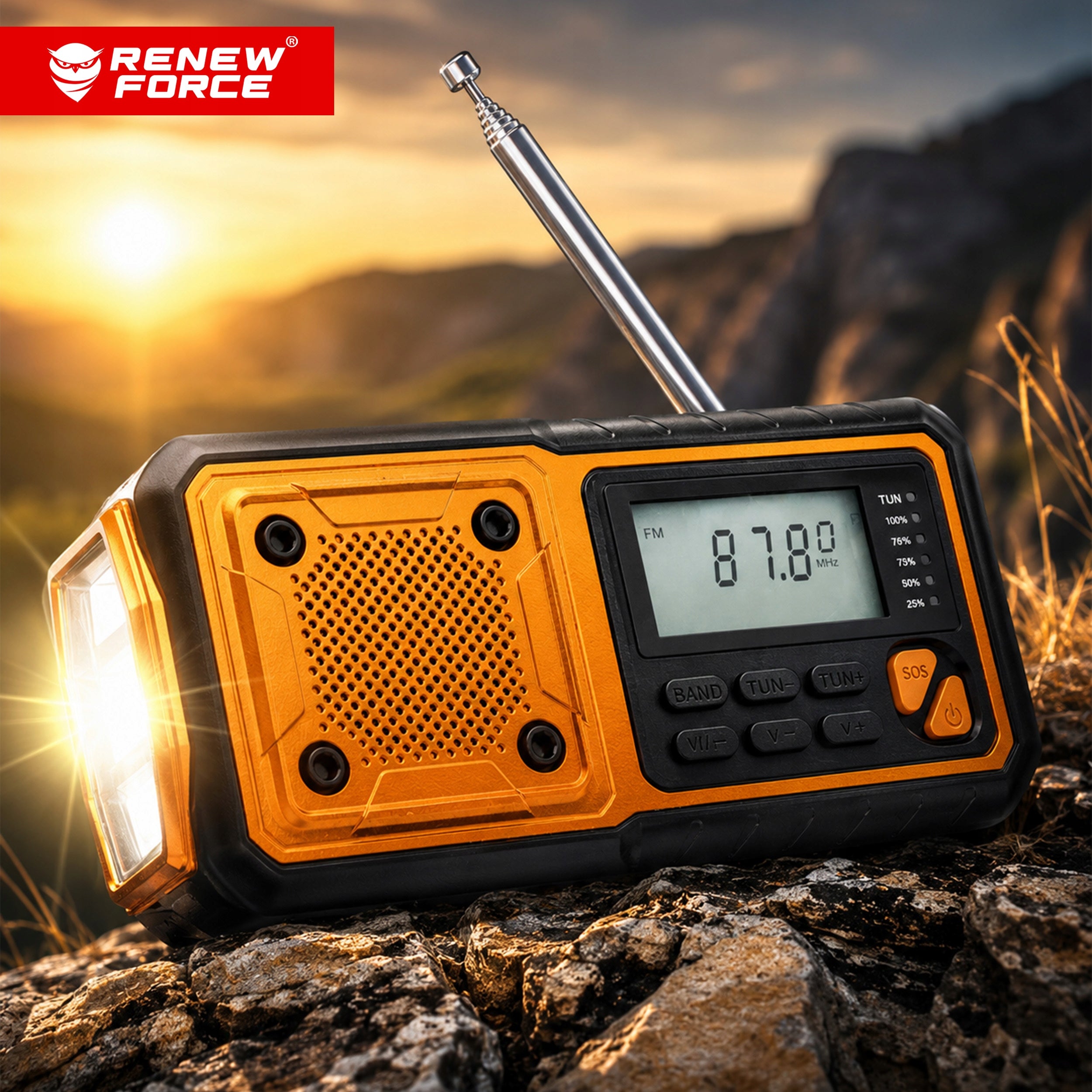 PORTABLE SOLAR RADIO CRANK ALARM DYNAMO EMERGENCY FLASHLIGHT 5000mAh USB-C Packaging status original